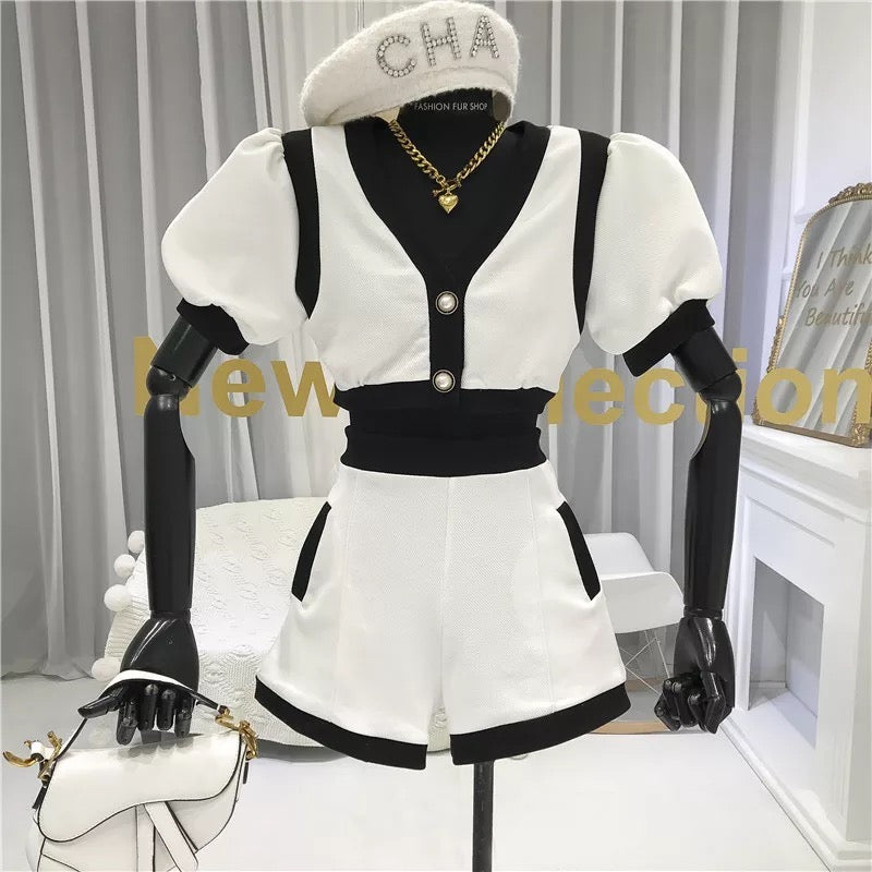 Dámský letní set Glamorous Chantal bílý – top a šortky – Golden Diva