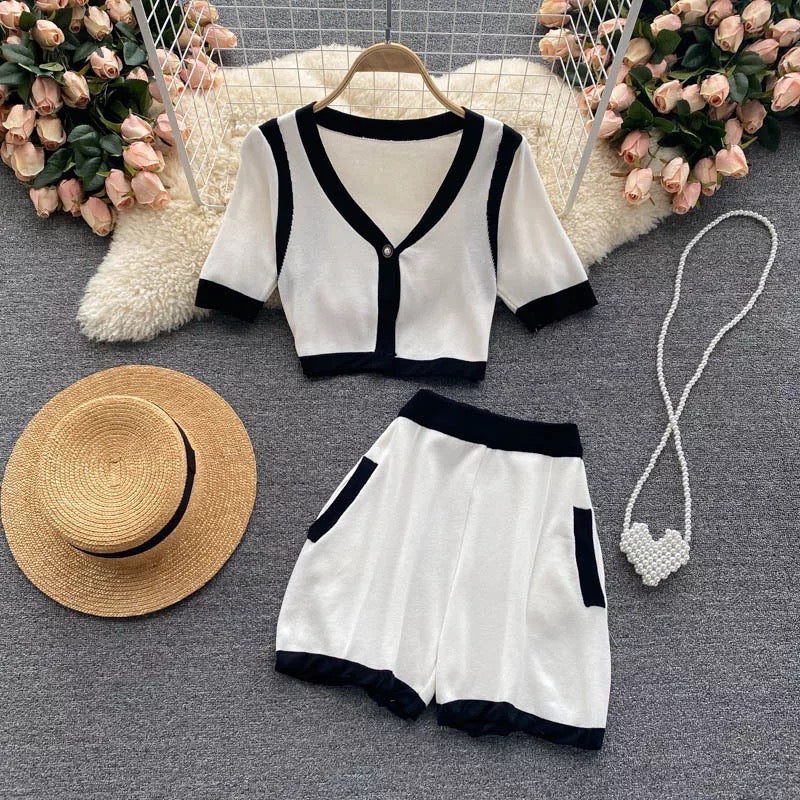 Dámský letní set Glamorous Chantal bílý – top a šortky – Golden Diva