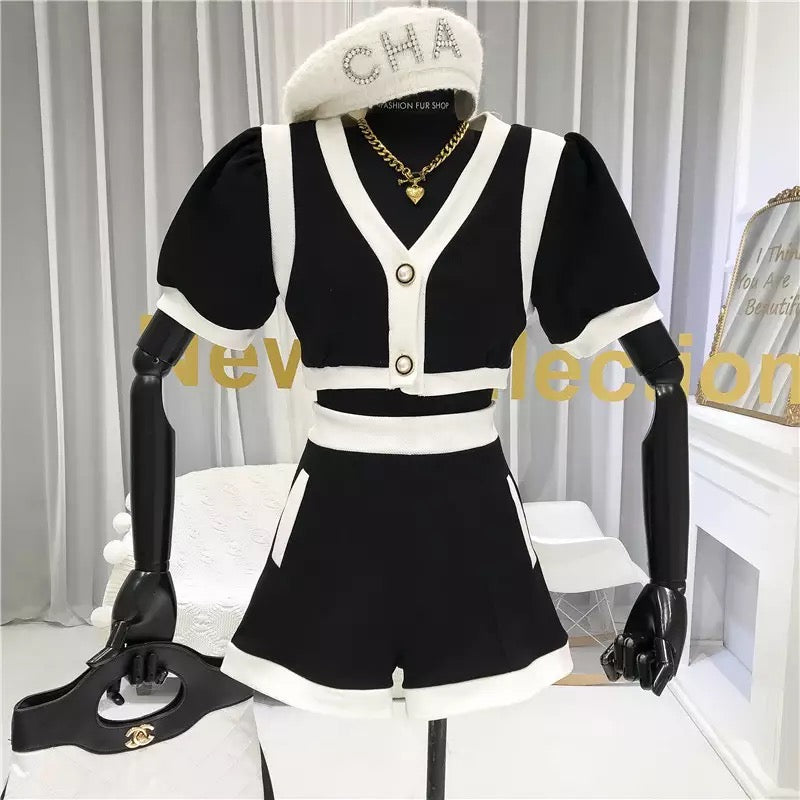 Dámský letní set Glamorous Chantal černý – top a šortky – Golden Diva