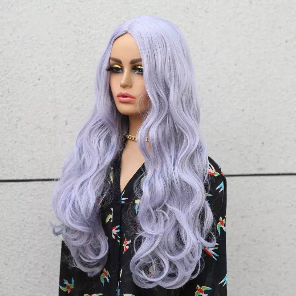 Dlouhá vlnitá paruka Purple Dreams ve fialové barvě – Golden Diva