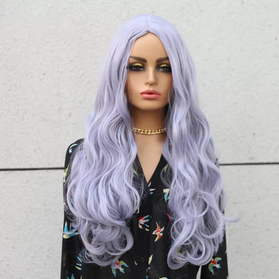 Dlouhá vlnitá paruka Purple Dreams ve fialové barvě – Golden Diva