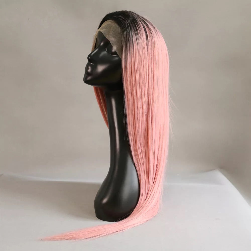 Dlouhá rovná paruka Diana Pink v růžové barvě – Golden Diva