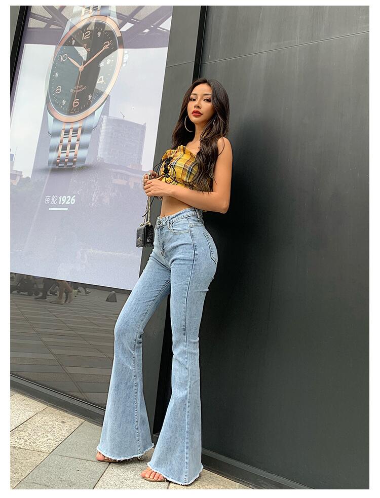 Dámské zvonové džíny Miami světle modré – Golden Diva