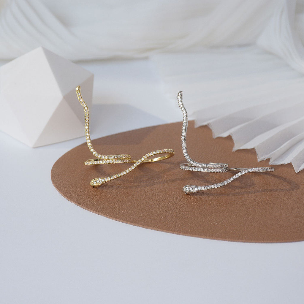 Dámský prsten Snake ve tvaru hada se zirkony – Golden Diva