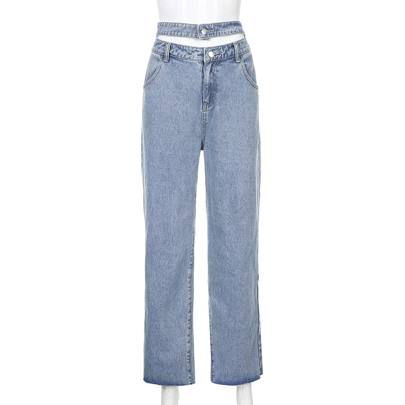 Dámské džíny White Line s bílým pruhem v pase – Golden Diva
