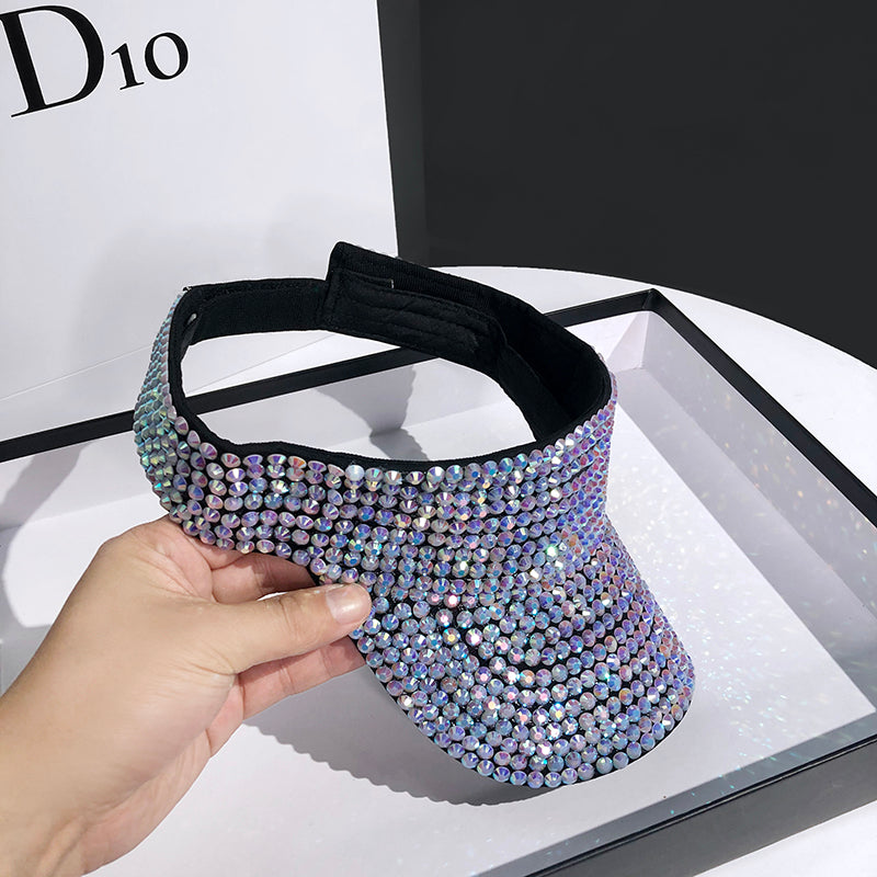 Dámský sluneční kšilt Sparkle stříbrný s kamínky – Golden Diva