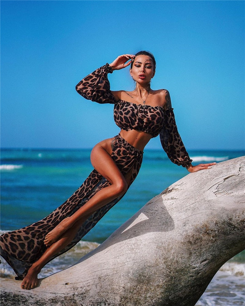 Dámské plážové cover-up šaty Summer Queen leopard – Golden Diva