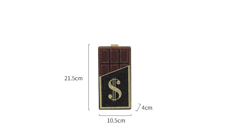 Večerní kabelka Chocolate Money osázená kamínky – Golden Diva