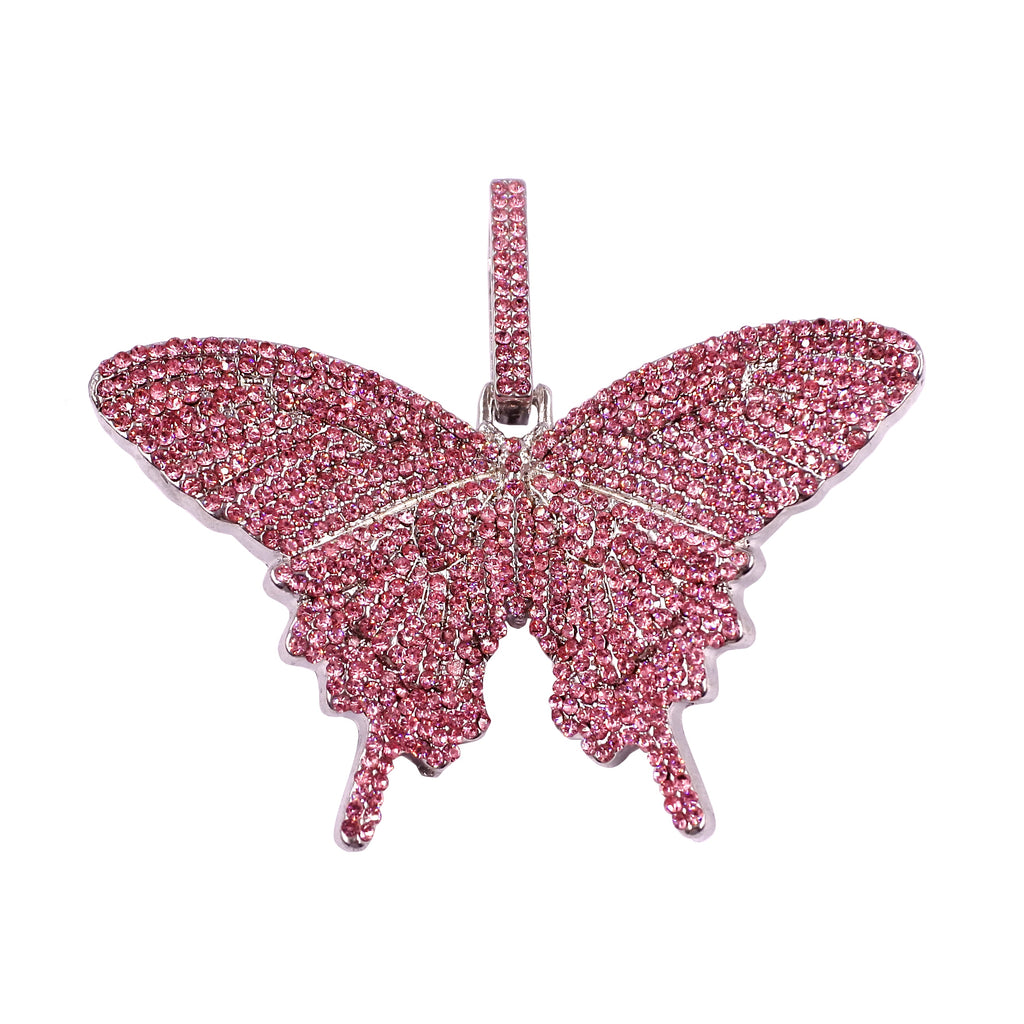 Dámský masivní náhrdelník Crystal Butterfly růžový s motýlem – Golden Diva
