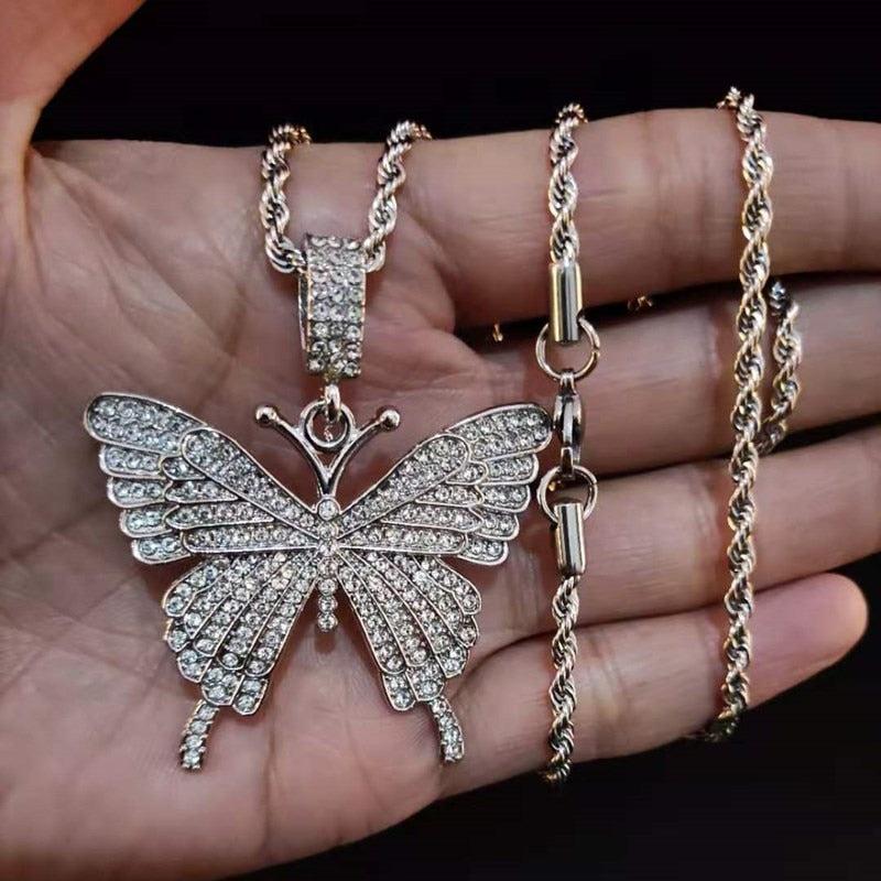 Dámský náhrdelník Butterfly stříbrný s motýlem – Golden Diva