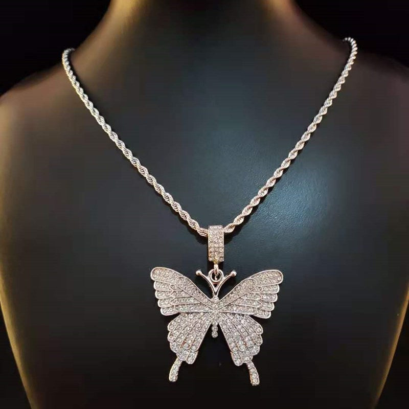 Dámský náhrdelník Butterfly stříbrný s motýlem – Golden Diva