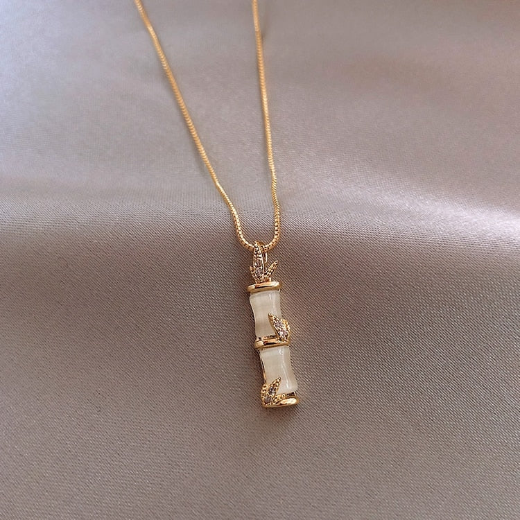 Dámský náhrdelník Bamboo s přívěskem bambusu – Golden Diva
