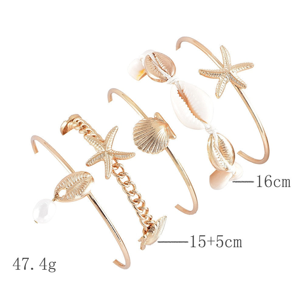 Dámská sada náramků Playa Exotica s mušlemi – Golden Diva