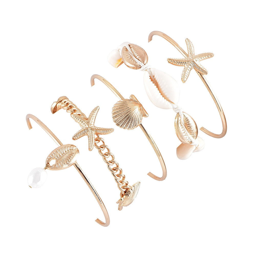 Dámská sada náramků Playa Exotica s mušlemi – Golden Diva