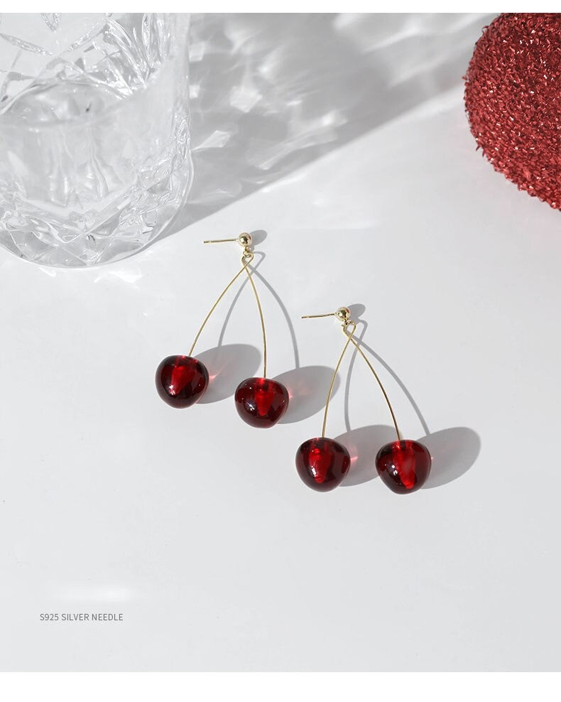 Dámské náušnice Cherry Taste ve tvaru třešní – Golden Diva