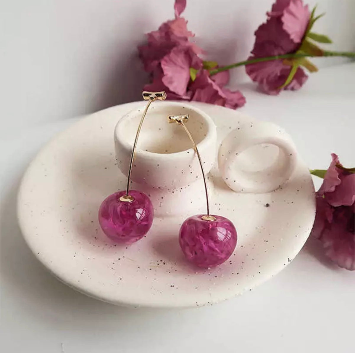 Dámské náušnice Spring Taste růžové třešně – Golden Diva