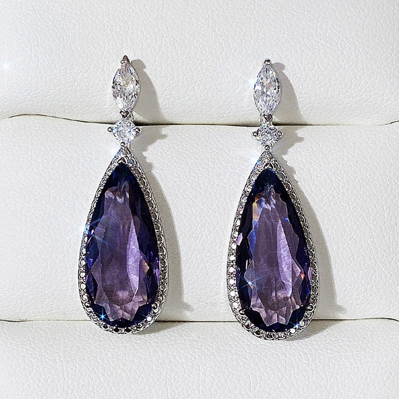 Dámské náušnice Violet Sparkle s krystaly – Golden Diva