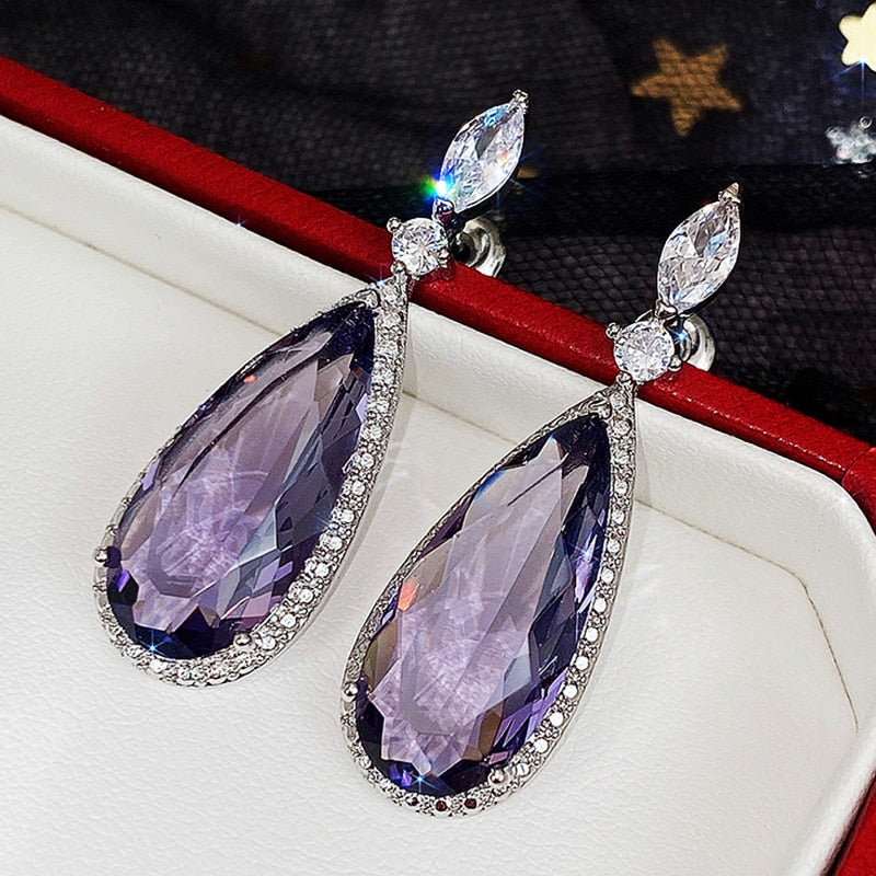 Dámské náušnice Violet Sparkle s krystaly – Golden Diva