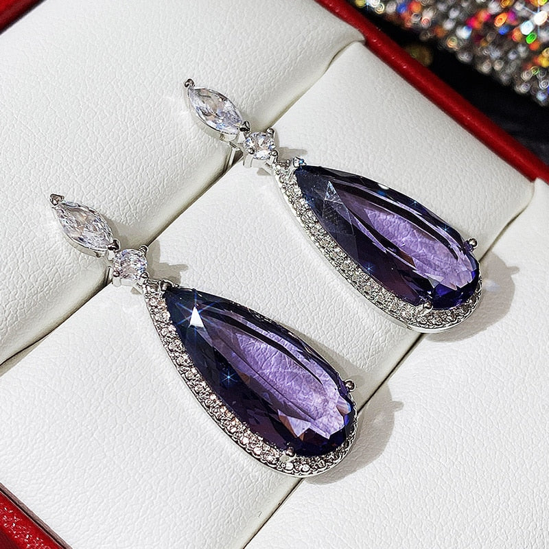 Dámské náušnice Violet Sparkle s krystaly – Golden Diva