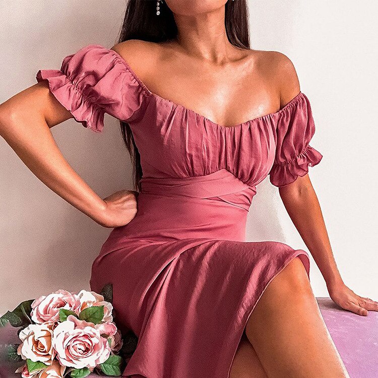 Dámské letní šaty Vintage Paris růžové s řasenými ramínky – Golden Diva