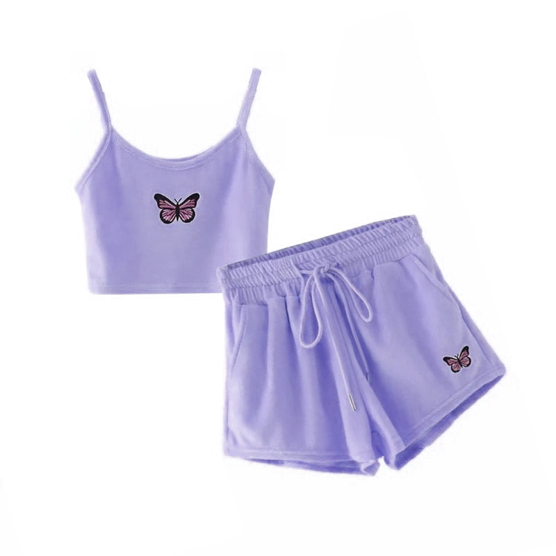 Dámský fialový sametový set Violet Butterfly – Golden Diva
