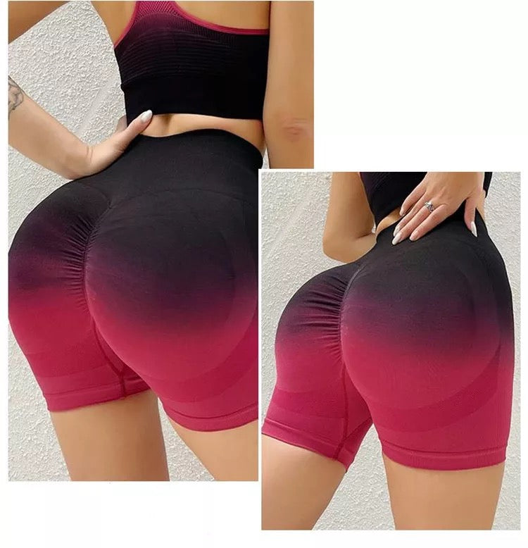 Dámské push-up sportovní šortky Ombre růžová – Golden Diva