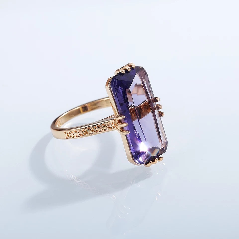 Dámský stříbrný prsten 925 Purple Poison s fialovým krystalem – Golden Diva
