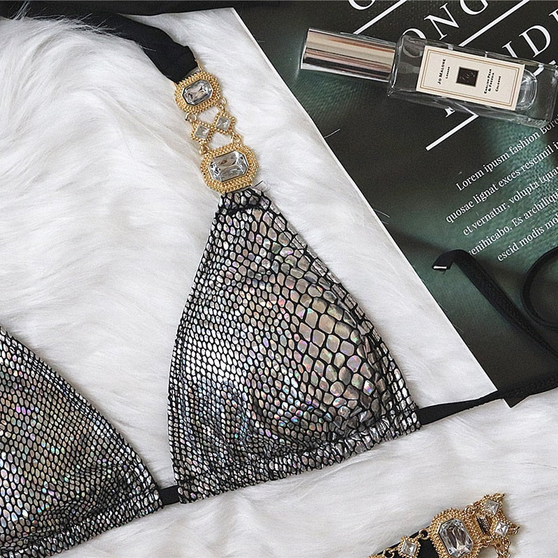 Dámské plavky Stardust s kamínky ve zlatém kování – Golden Diva