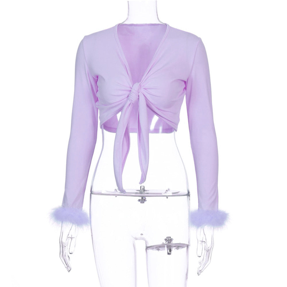 Dámský fialový letní crop top Barbarella – Golden Diva