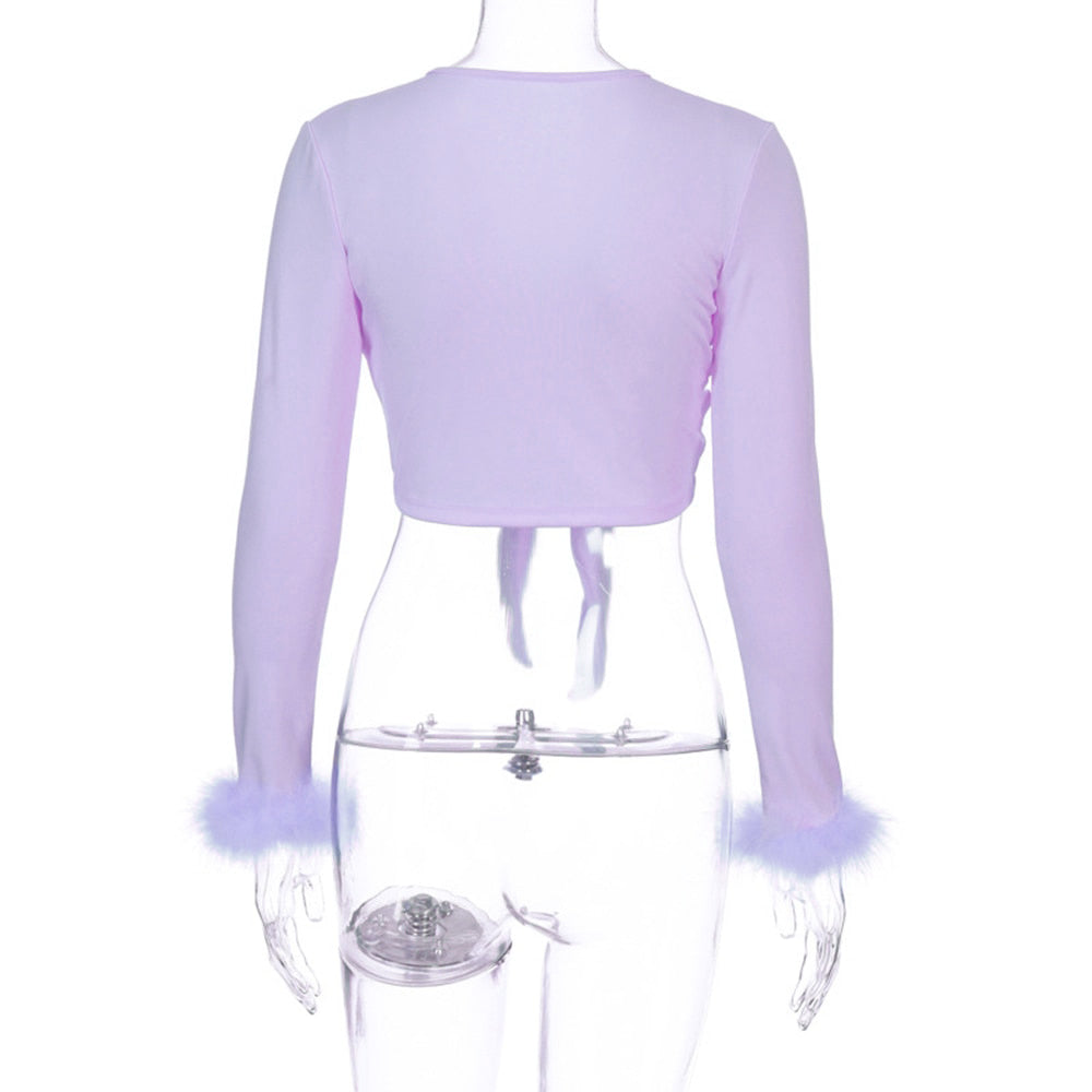 Dámský fialový letní crop top Barbarella – Golden Diva