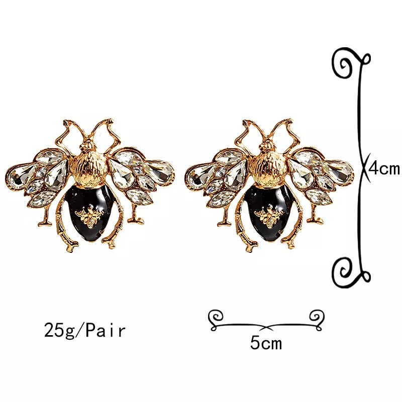 Dámské náušnice Bee Queen s krystaly – Golden Diva