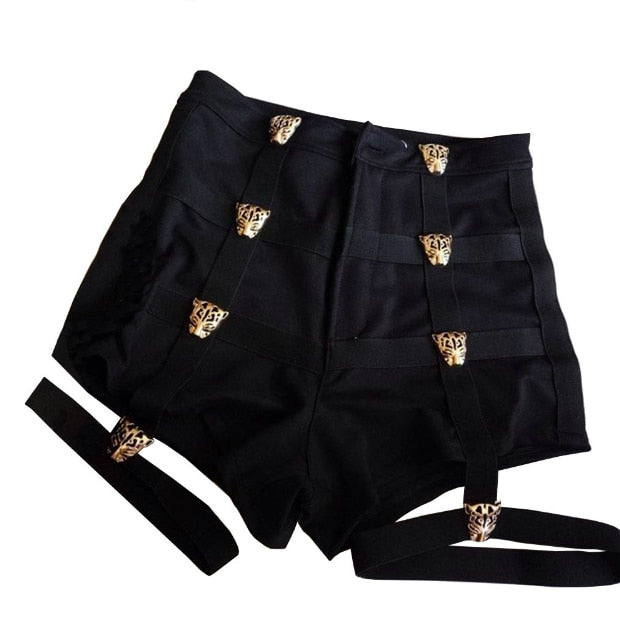 Dámské černé kraťasy Jaguar Girl s knoflíky jaguár – Golden Diva