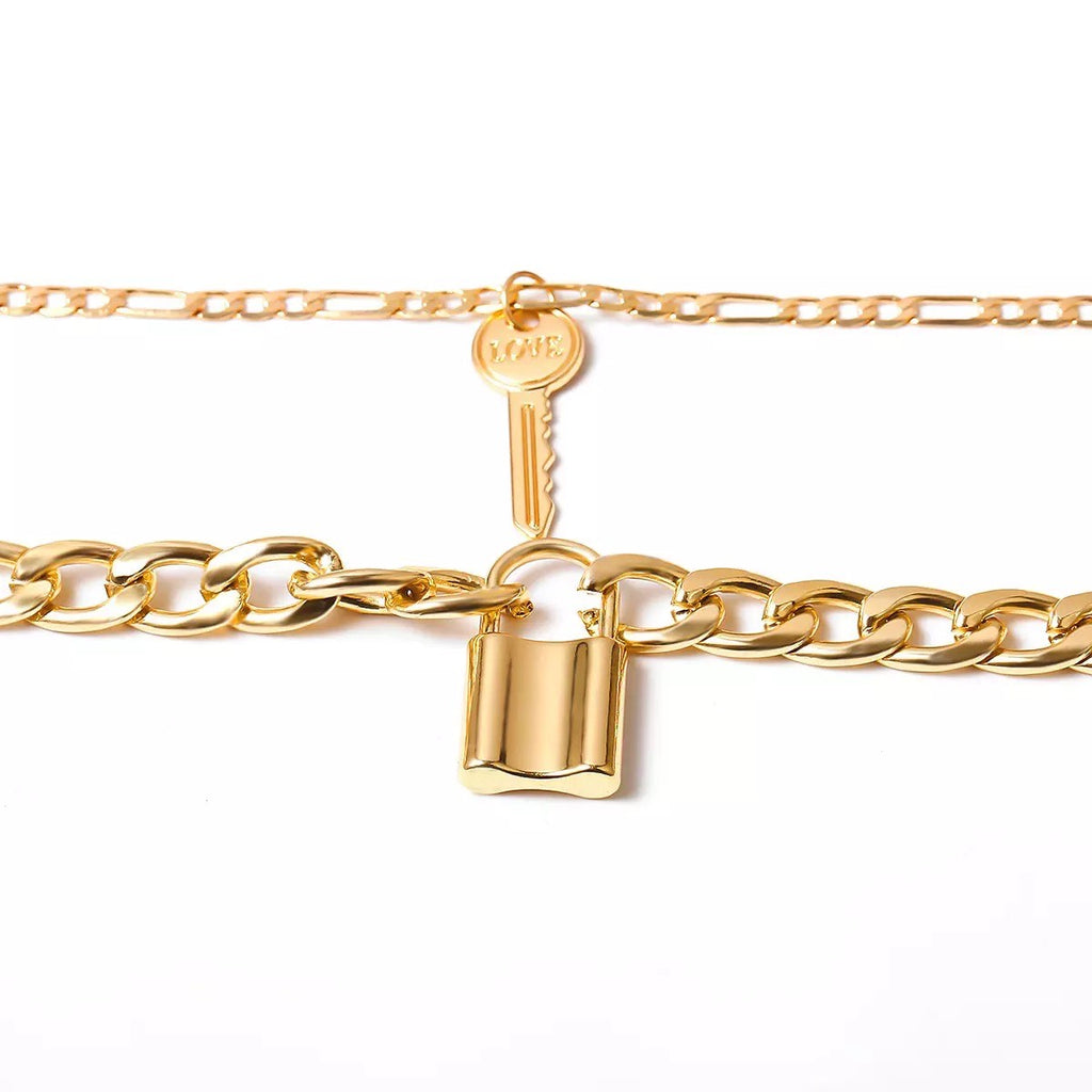 Set náhrdelníků Locked Love se zámkem a klíčem – Golden Diva