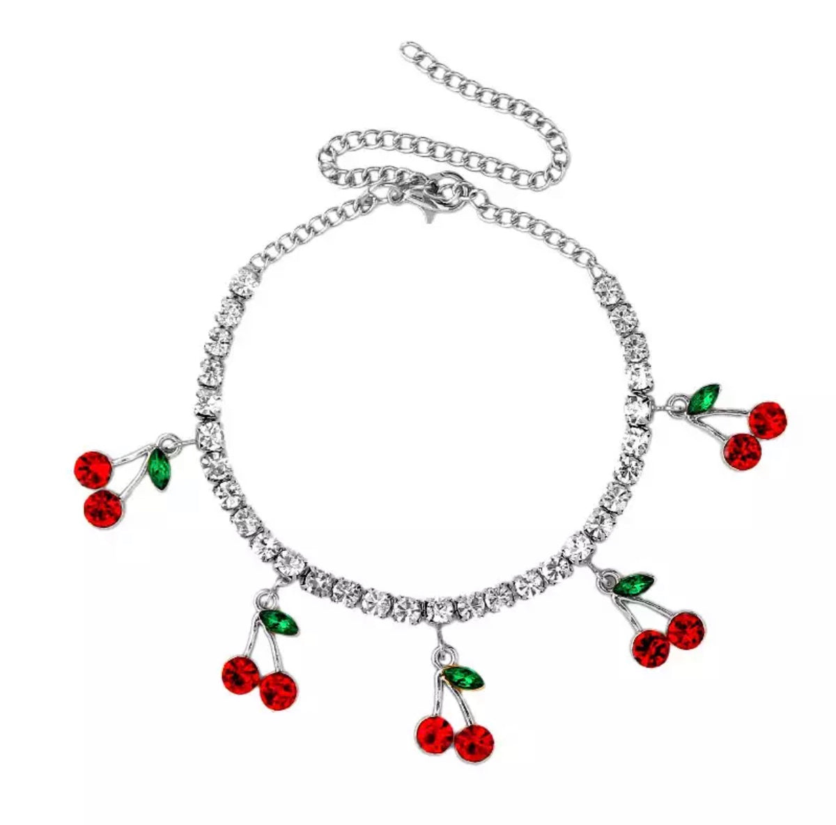 Dámský náramek Cherry Twinflames s třešněmi a zirkony – Golden Diva
