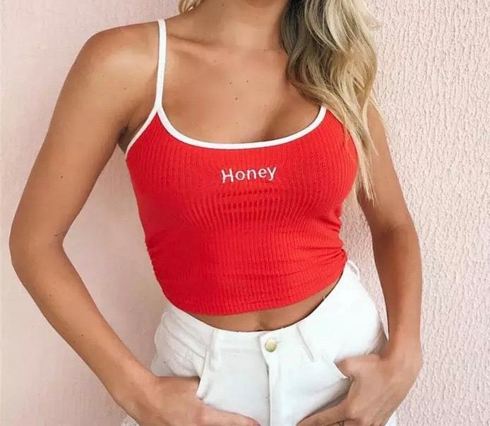 Dámské tílko Honey červené s výšivkou – Golden Diva
