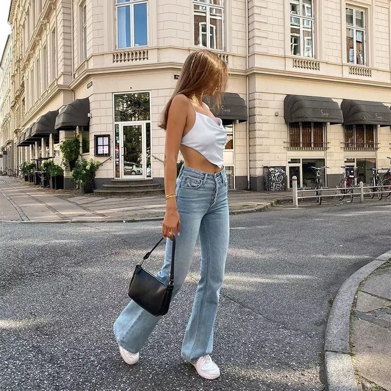 Dámské bílé crop tílko White Heart na ramínka – Golden Diva