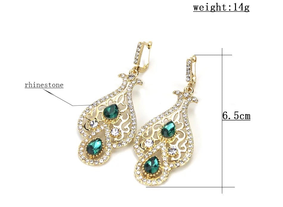 Dámské náušnice Emerald Dream s krystaly – Golden Diva