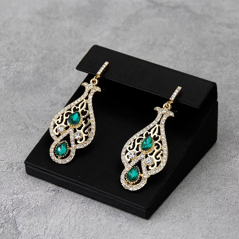 Dámské náušnice Emerald Dream s krystaly – Golden Diva