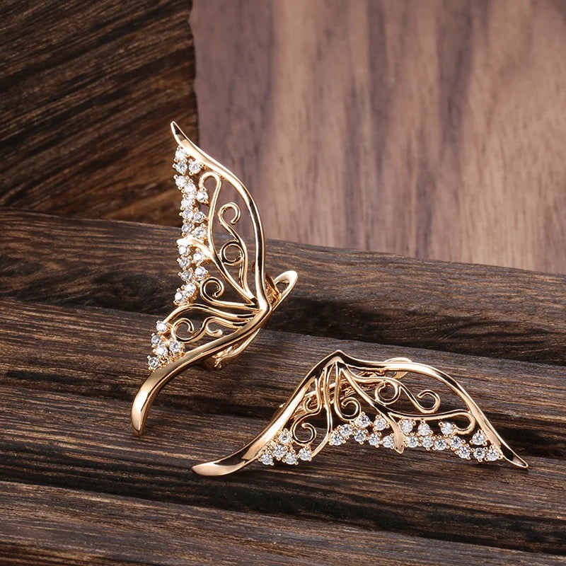 Dámské náušnice Wings of an Angel se zirkonem – Golden Diva