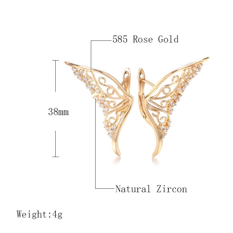 Dámské náušnice Wings of an Angel se zirkonem – Golden Diva
