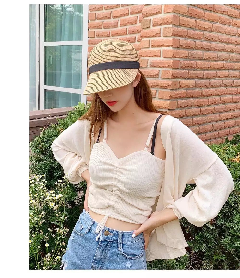 Dámský slaměný klobouk Summer Life béžový s černou stuhou – Golden Diva