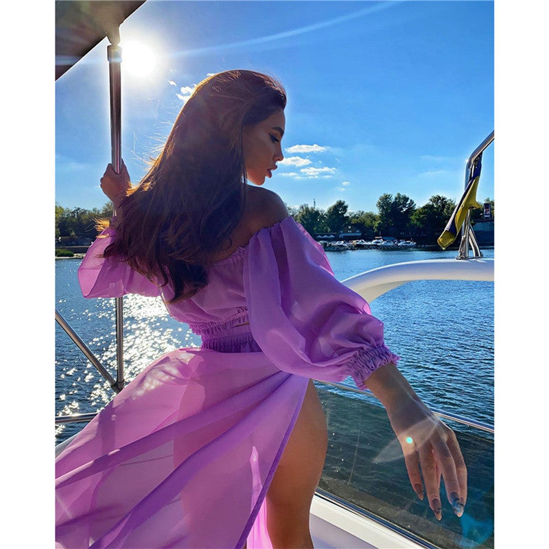 Dámské plážové cover-up šaty Summer Queen fialové – Golden Diva
