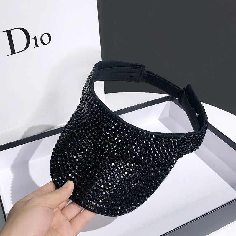 Dámský sluneční kšilt Sparkle černý s kamínky – Golden Diva